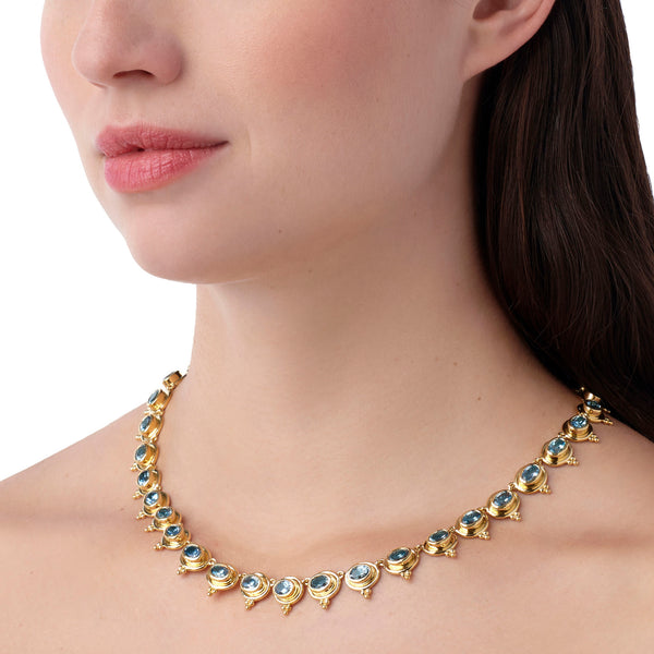 18K Aquamarine Temple Necklace