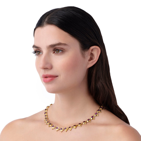 18K Purple Garnet Temple Necklace