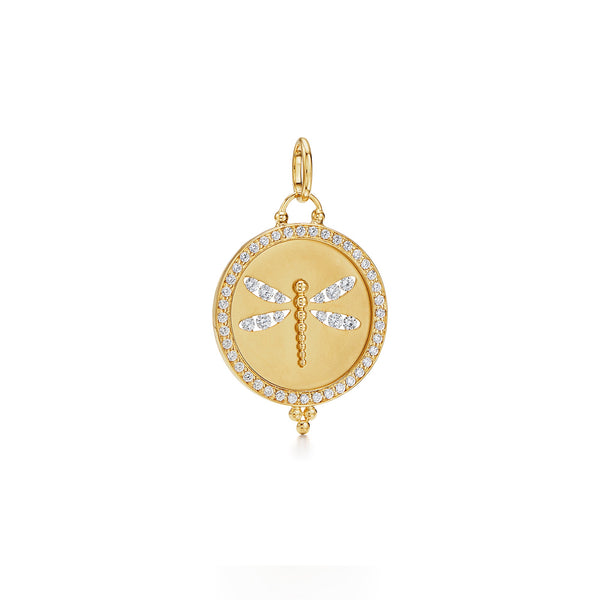 18K Diamond Dragonfly Cutout Pendant