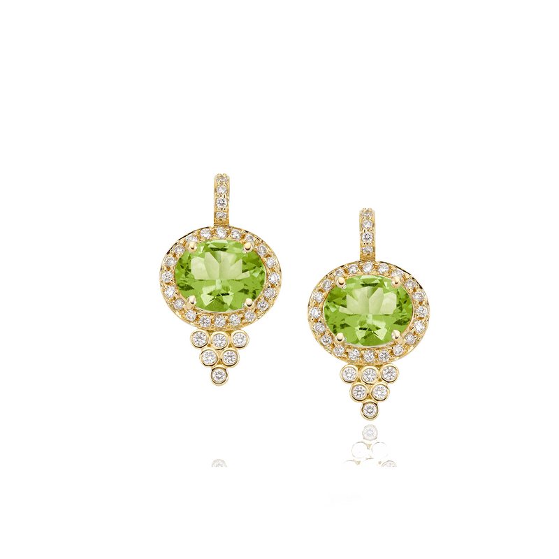 18K Pavé Halo Pyramid Earrings