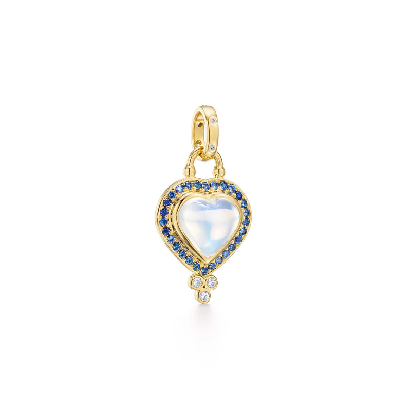 18K Sapphire Blue Moon Heart Pendant