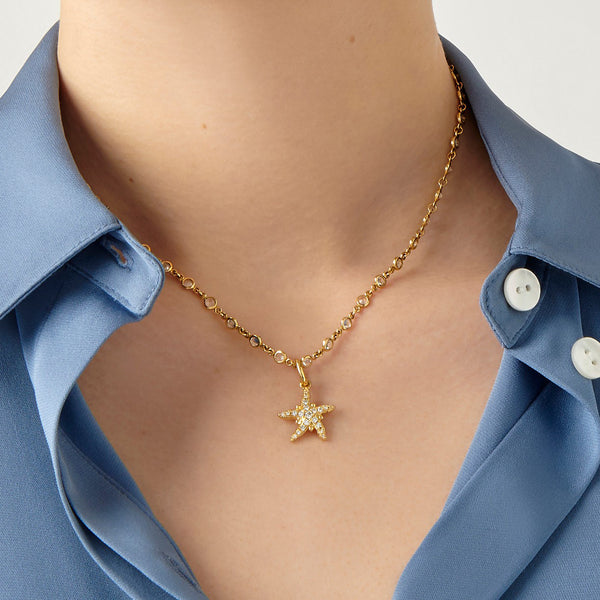 18K Diamond Sea Star Pendant
