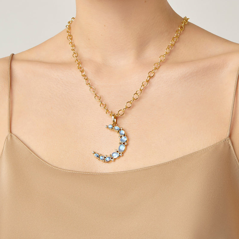 Petite Crescent Moon Necklace in 9ct Yellow Gold