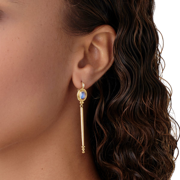 18K Classic Temple Baton Earrings